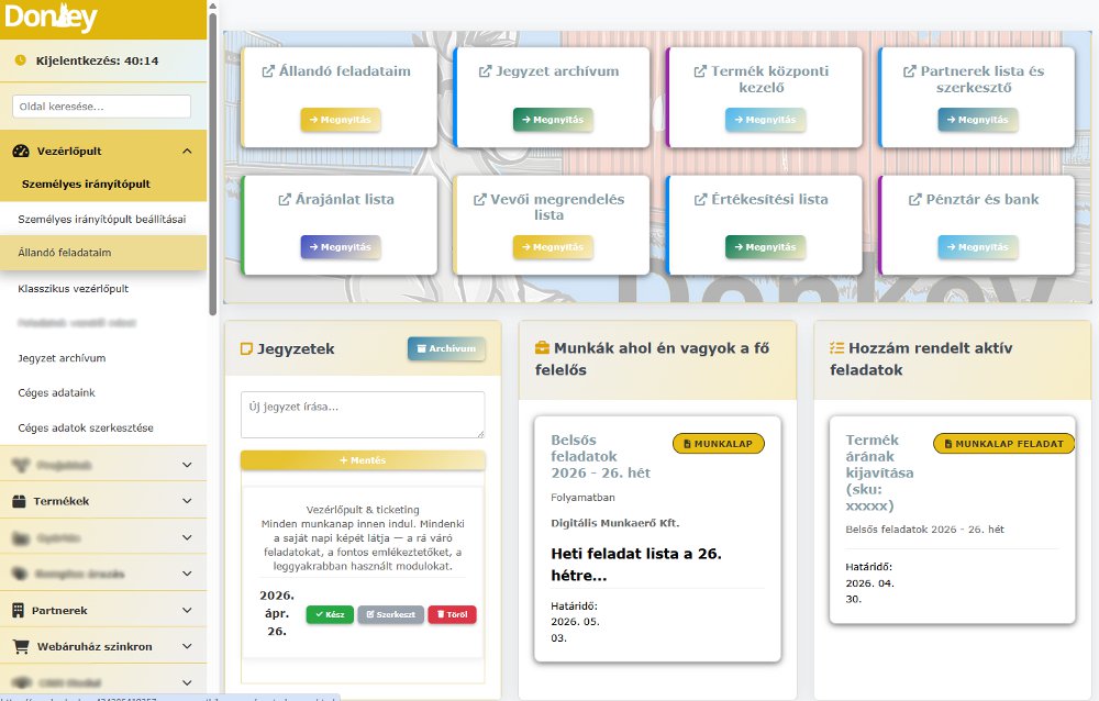 Donkey Starter vezérlőpult gyorslinkek