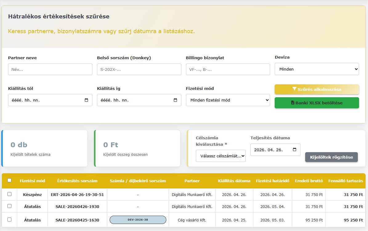 Donkey Starter pénztár bank napi zárás