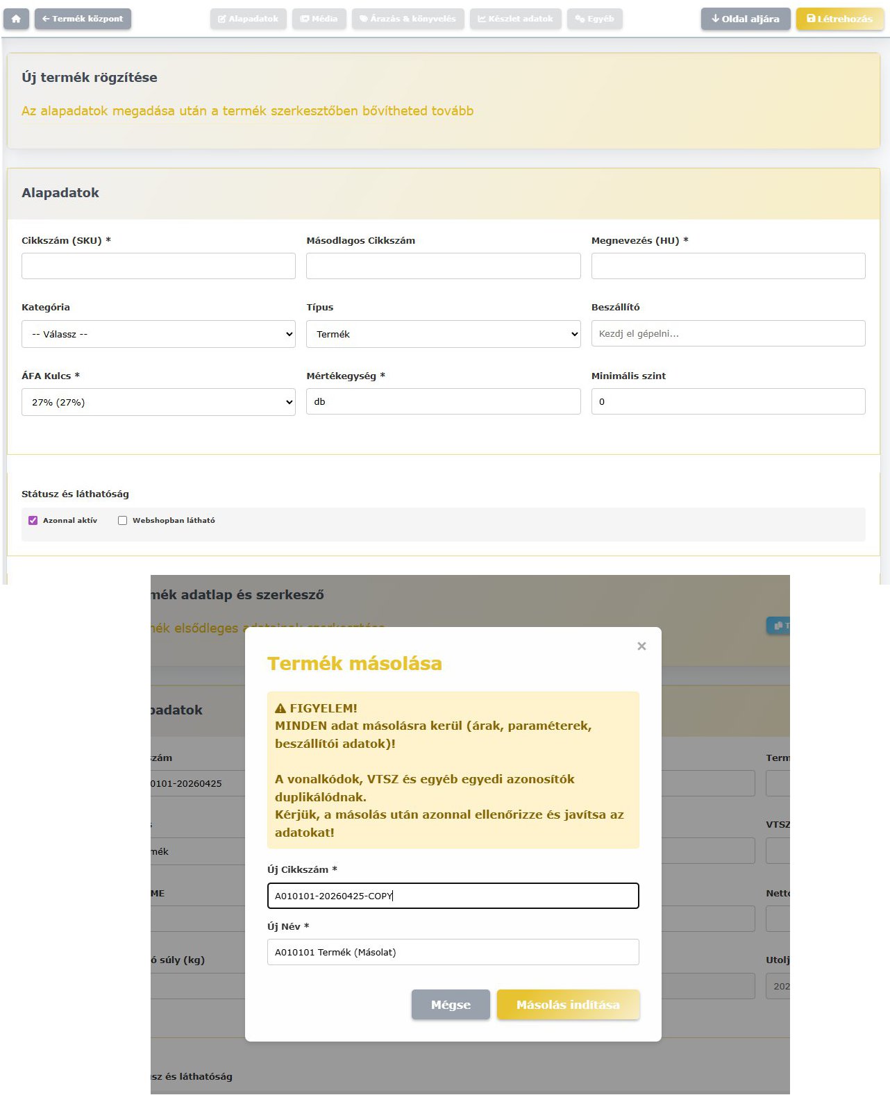 Donkey Starter termék létrehozás